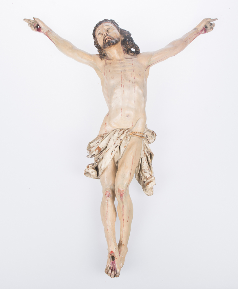 "Christ". Carved and polychromed wooden sculpture. 17th century.