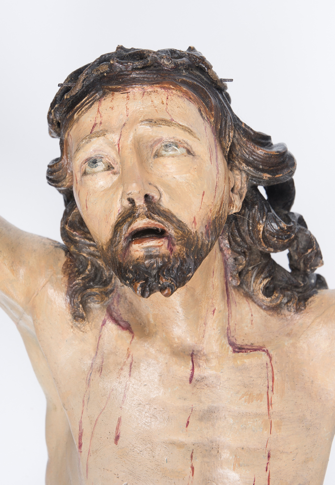 "Christ". Carved and polychromed wooden sculpture. 17th century. - Image 5 of 5