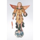 "Archangel Saint Raphael". Carved, gilded and polychromed wooden sculpture. 16th century.