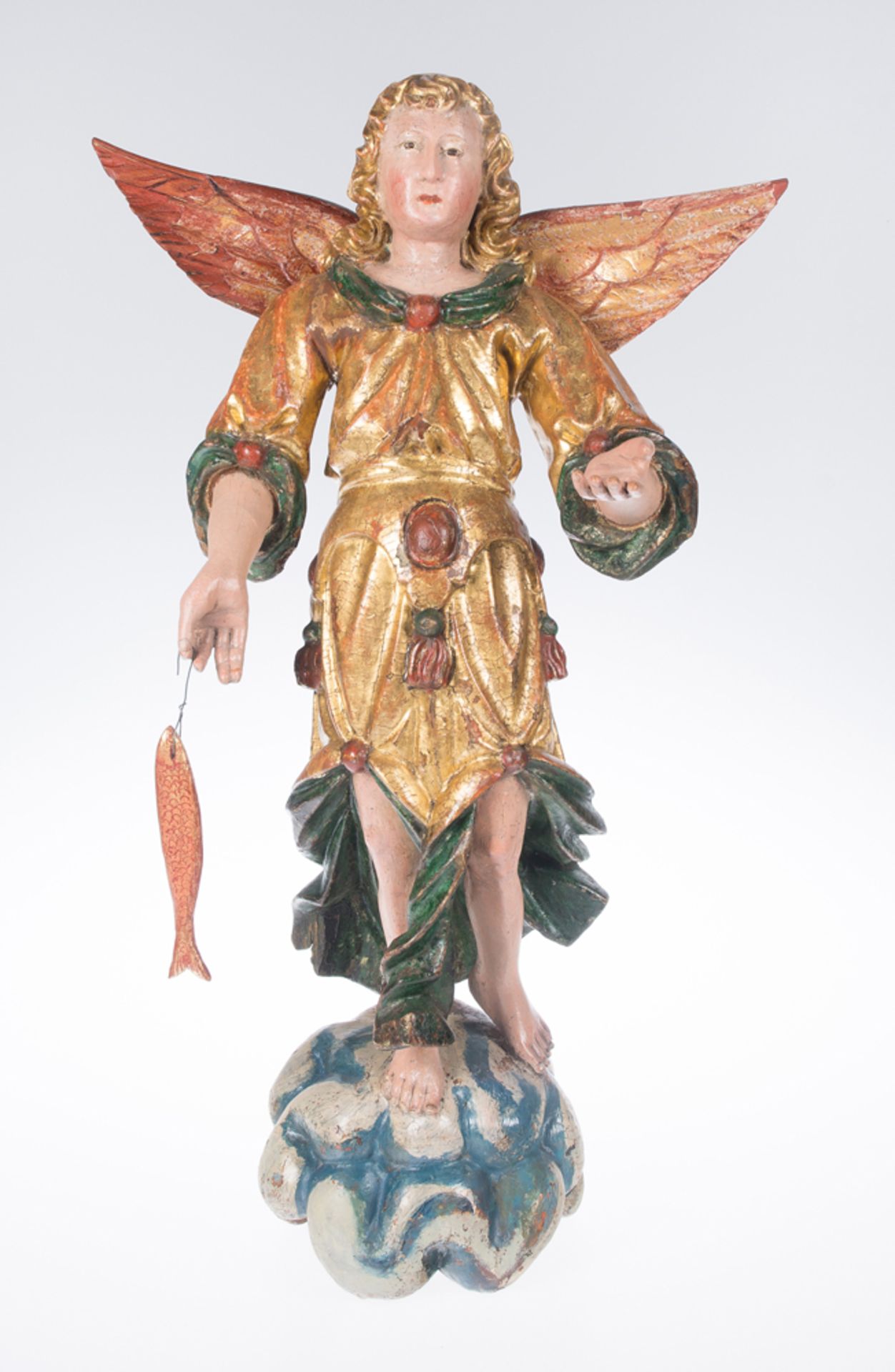 "Archangel Saint Raphael". Carved, gilded and polychromed wooden sculpture. 16th century.