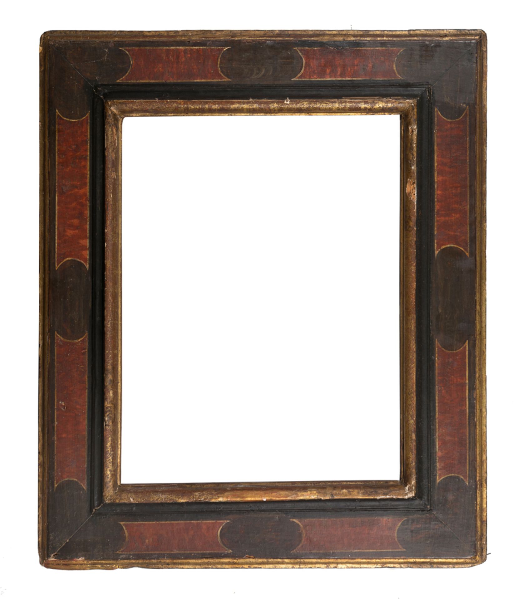 Carved, gilded and polychromed wooden frame. 17th century.
