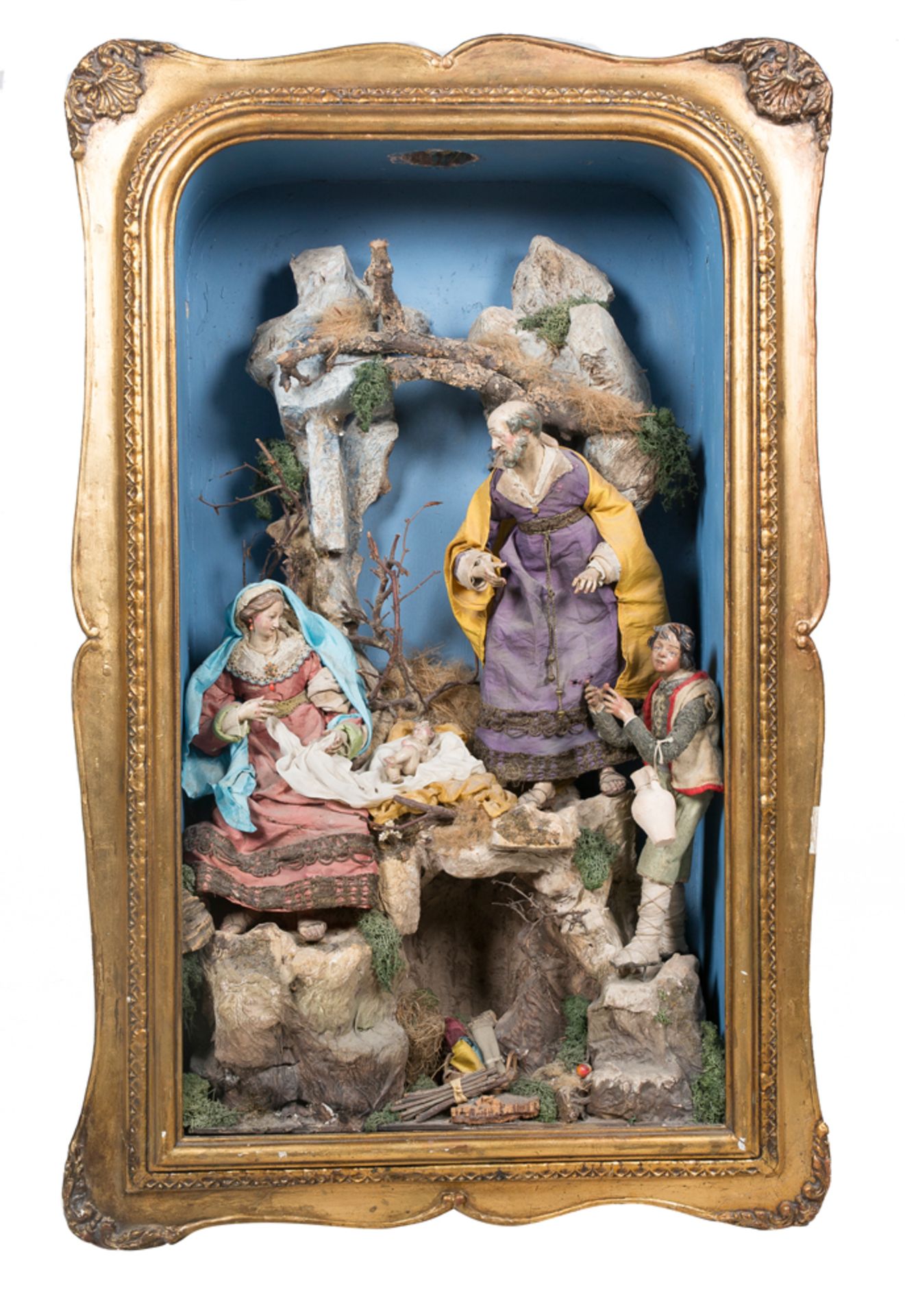 "Nativity". Polychromed terracotta sculptural group. Nativity Scene. Neapolitan School. 19th cen