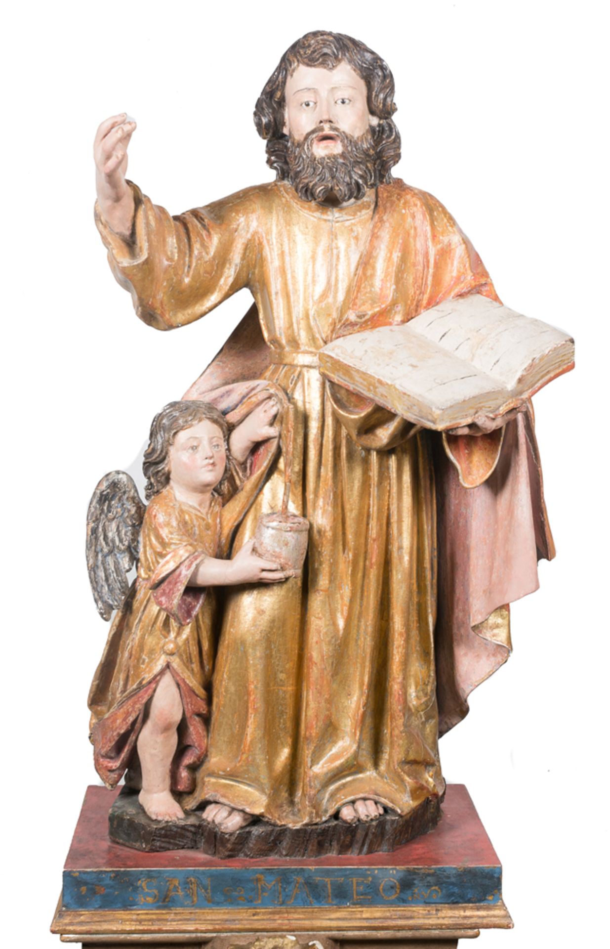 "Saint Matthew". Carved, gilded and polychromed wooden sculpture. Spanish School. 17th century. - Bild 2 aus 5