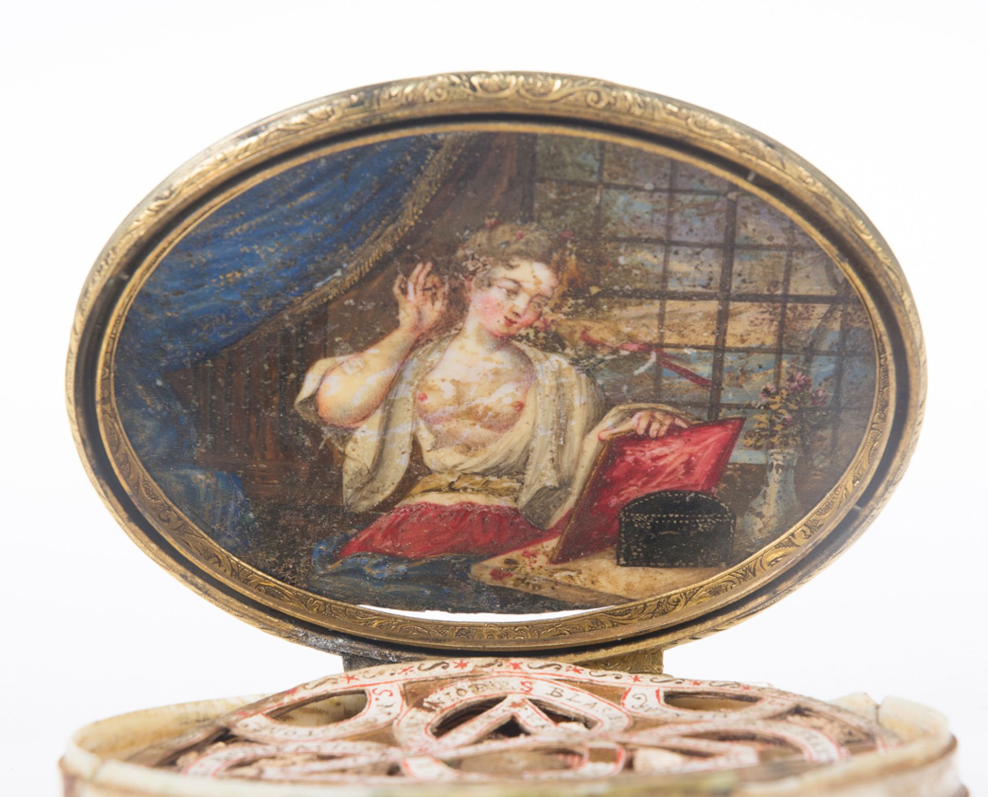 Sculpted and polychromed ivory reliquary. 18th century. - Image 5 of 6