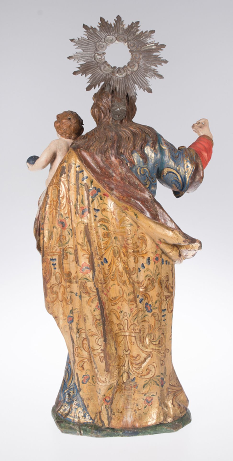 "Saint Joseph with the Christ Child". Carved, gilded and polychromed wooden sculpture. Spanish Scho - Bild 5 aus 6