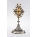 Silver, gilded silver and precious stone monstrance. Late 18th century.