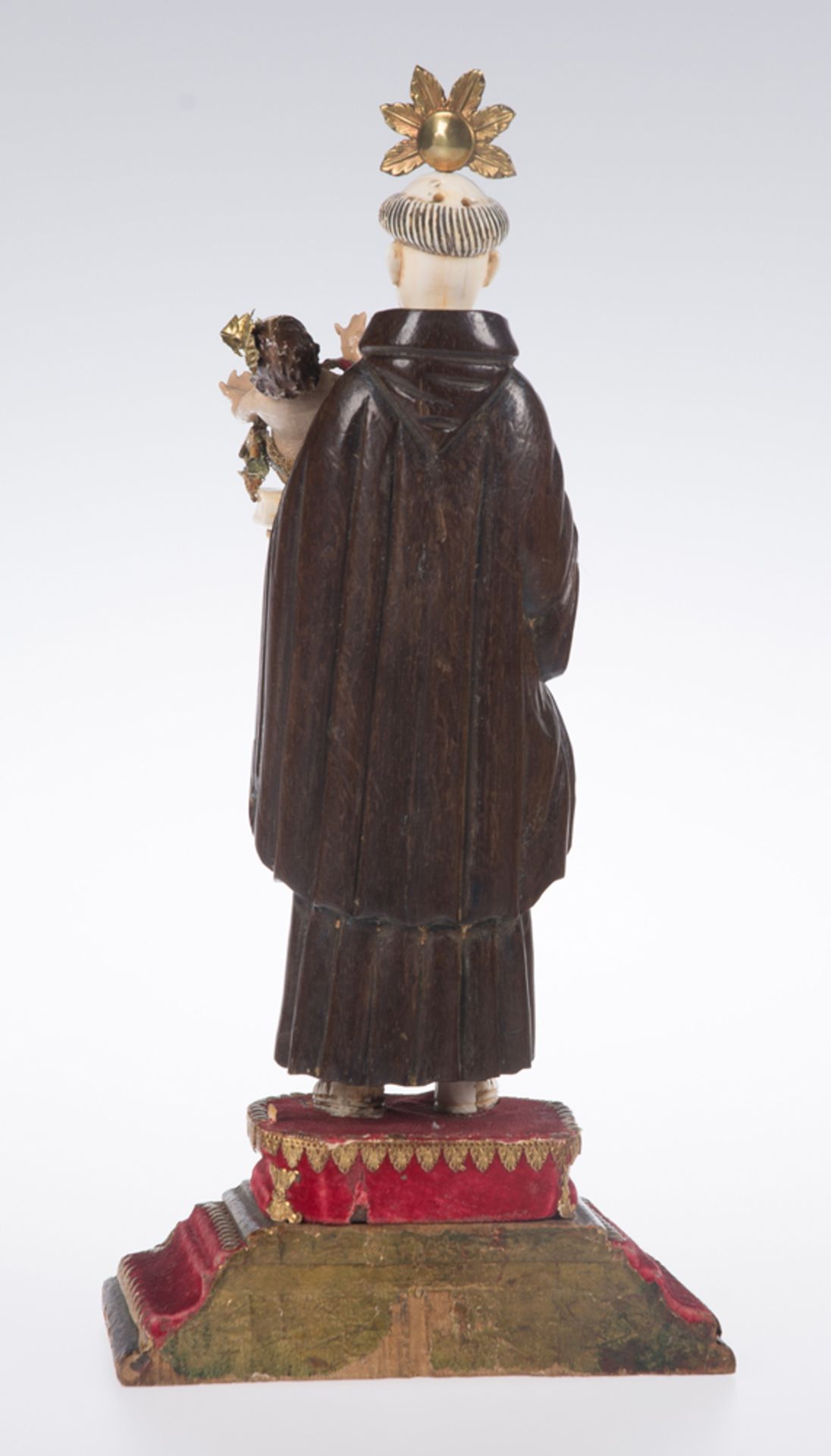 "Saint Anthony". Carved and polychromed wooden and ivory sculpture. Colonial. Hispanic-Philippine. - Image 6 of 6
