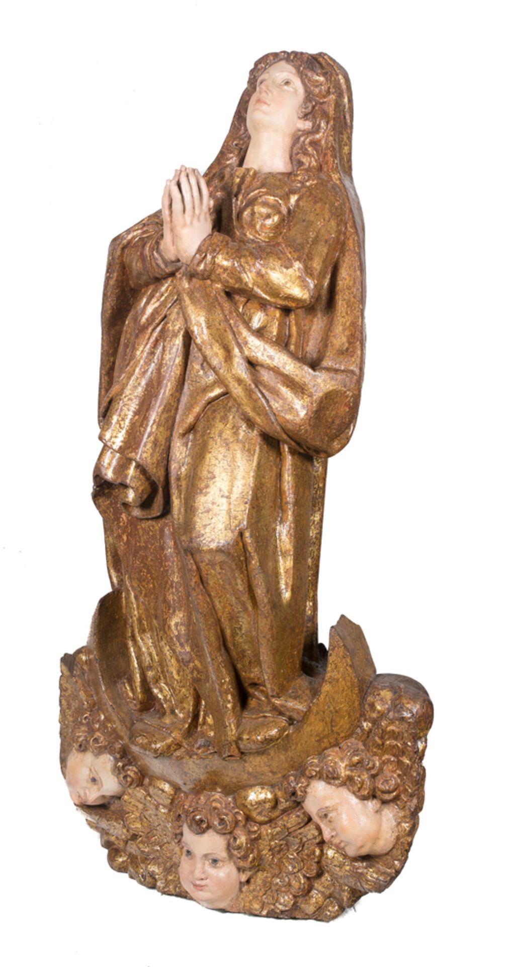 "Our Lady Immaculate". Carved, gilded and polychromed wooden sculpture. Castilian School. Renaissan - Image 4 of 5