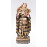 "Saint Rosa of Lima". Carved, gilded, polychromed and estofado wooden sculpture. Colonial. 17th - 18