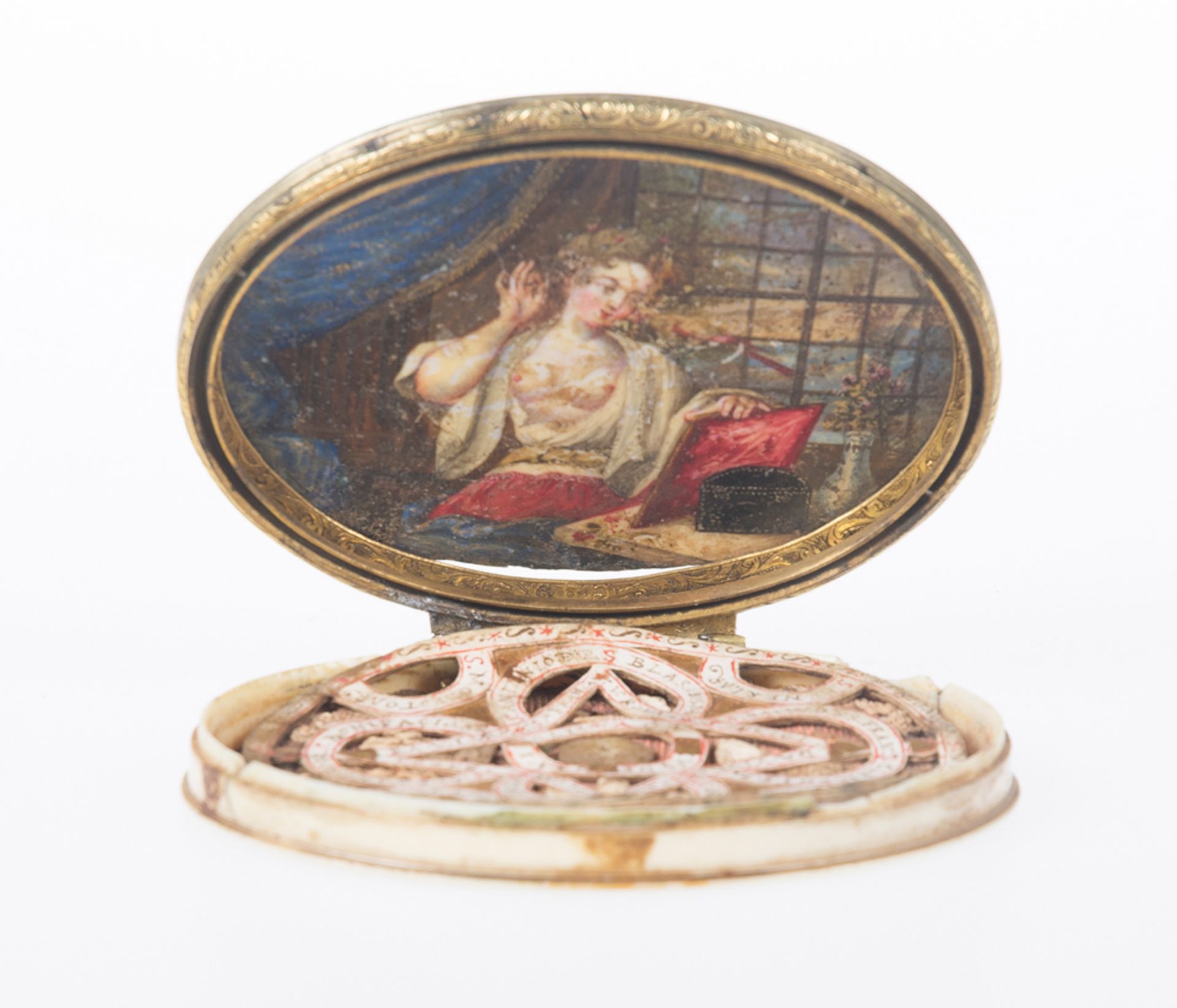 Sculpted and polychromed ivory reliquary. 18th century. - Bild 2 aus 6