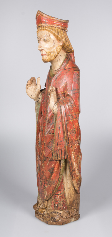 “Saint Augustine". Carved, gilded and polychromed sculpture. Romanesque. CIrca 1300. - Image 3 of 7