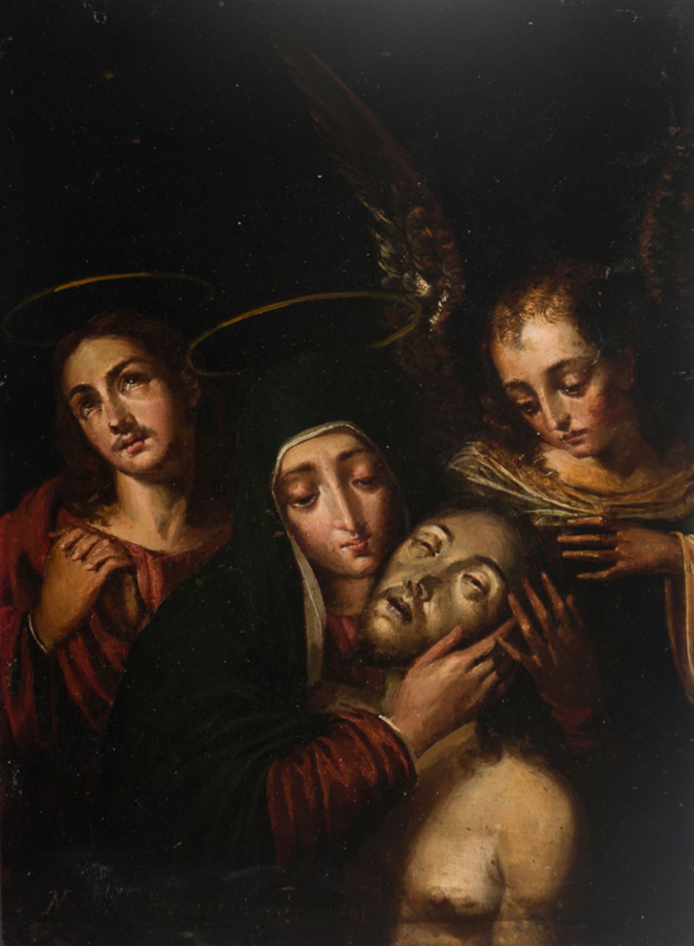 Colonial School. Mexico. 18th century.Colonial School. Mexico. 18th century. "Pietà with Saint