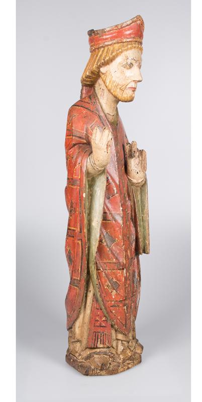 “Saint Augustine". Carved, gilded and polychromed sculpture. Romanesque. CIrca 1300. - Image 2 of 7