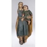 "Saint Joseph and the Child". Carved and polychromed wooden sculpture. Portugal. 18th century."Saint