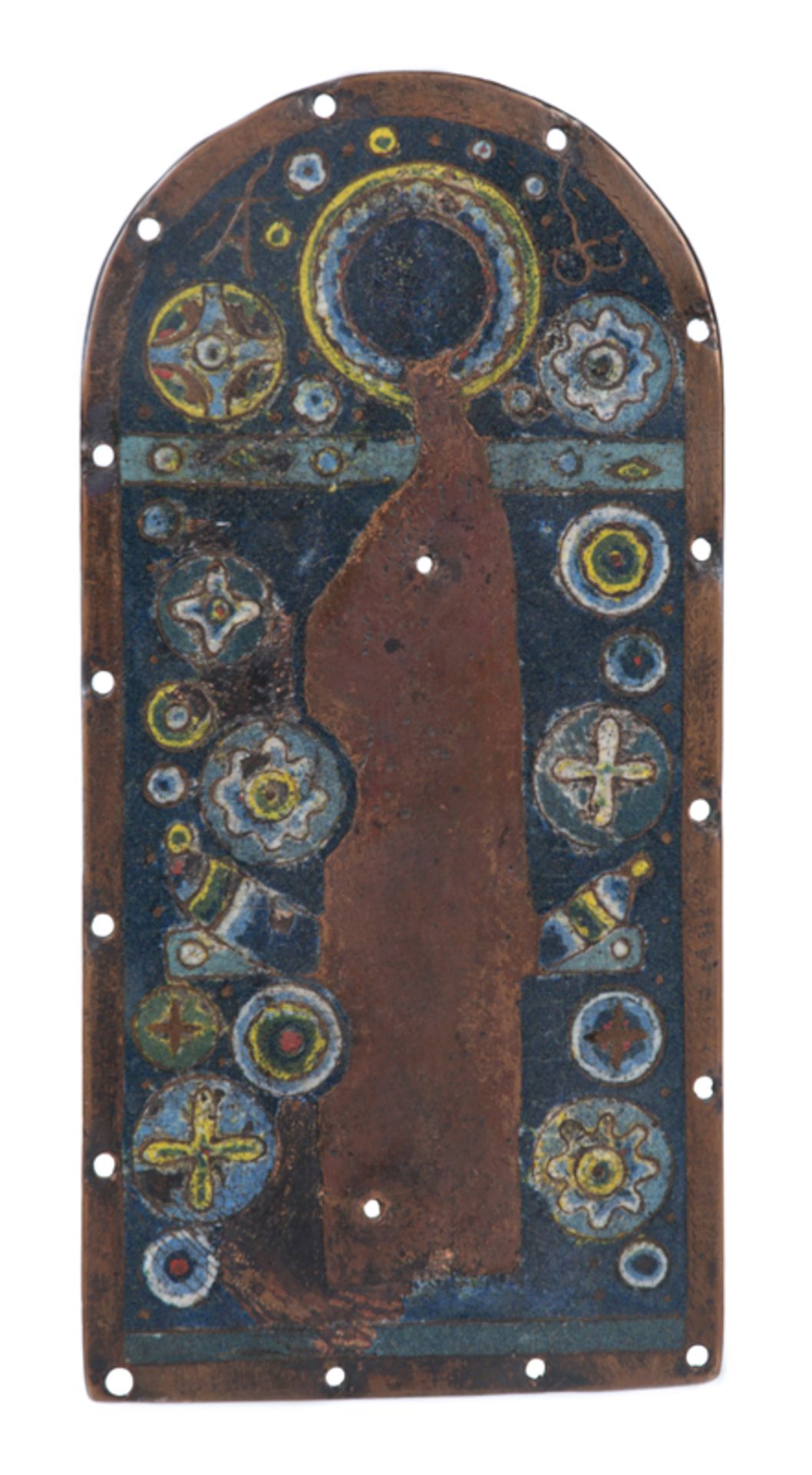 Large ornamental copper plaque decorated with champlevé enamel. Limoges. France. Romanesque. 13th