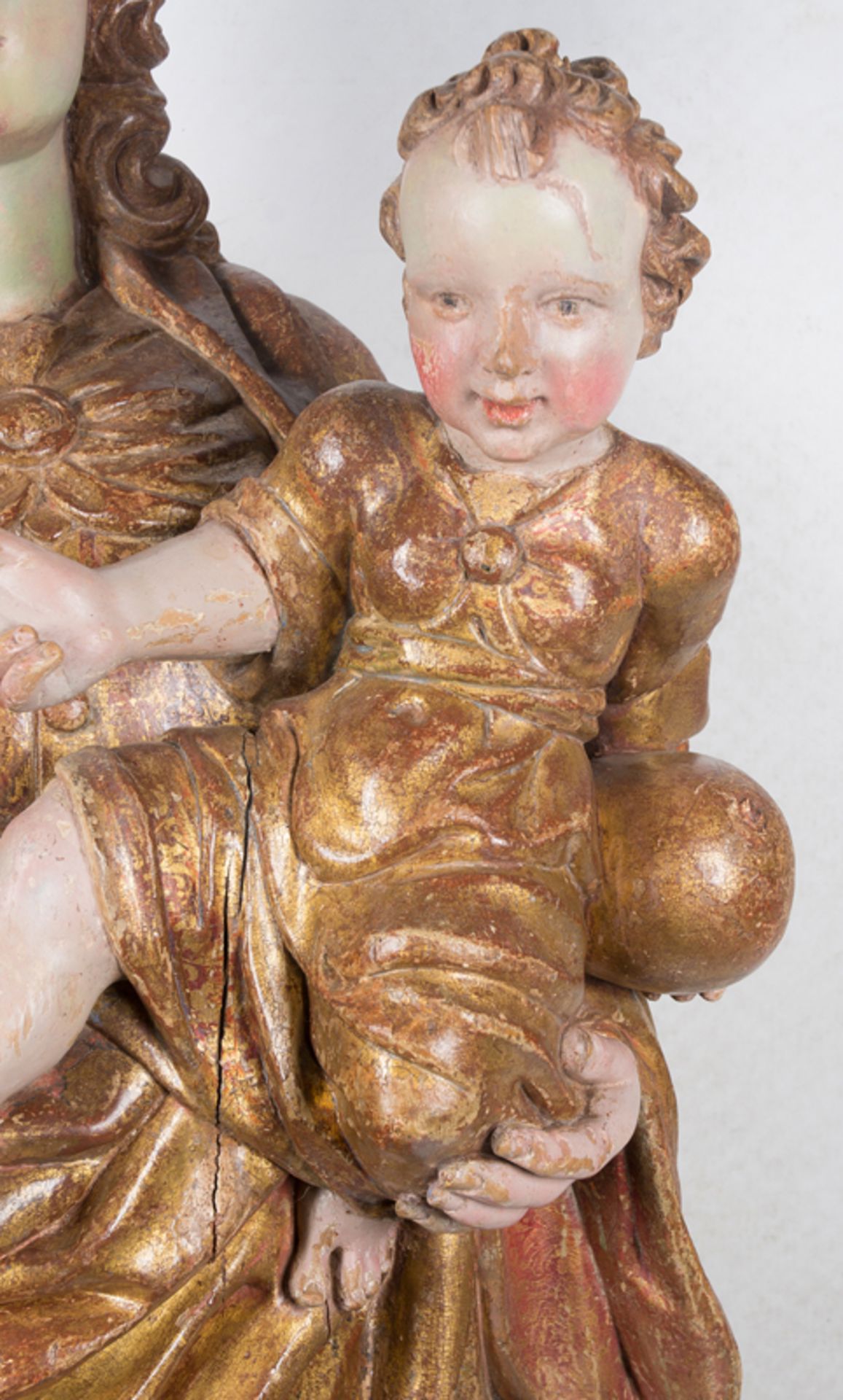 "Madonna..".Carved,gilded and polychromed wooden sculpture.Possibly.Colonial. Peru.16th-17th cent. - Image 3 of 6