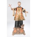 "Saint Francis Xavier".Carved,polychromed and gilded wooden sculpture.Colonial. ...