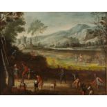 Flemish School. 17th century.Flemish School. 17th century. "Country scene" Oil on panel.