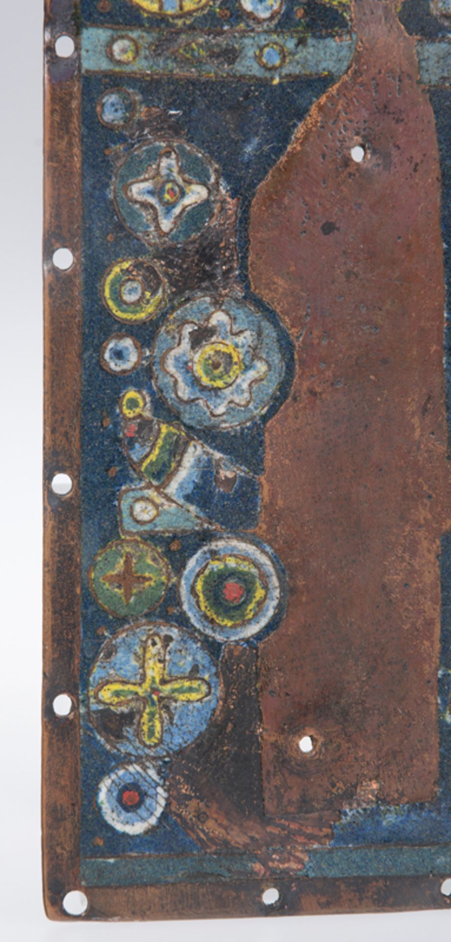 Large ornamental copper plaque decorated with champlevé enamel. Limoges. France. Romanesque. 13th - Image 3 of 6