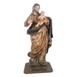 "Saint Joseph”. Carved, gilded and polychromed wooden sculpture. 17th century."Saint Joseph”.