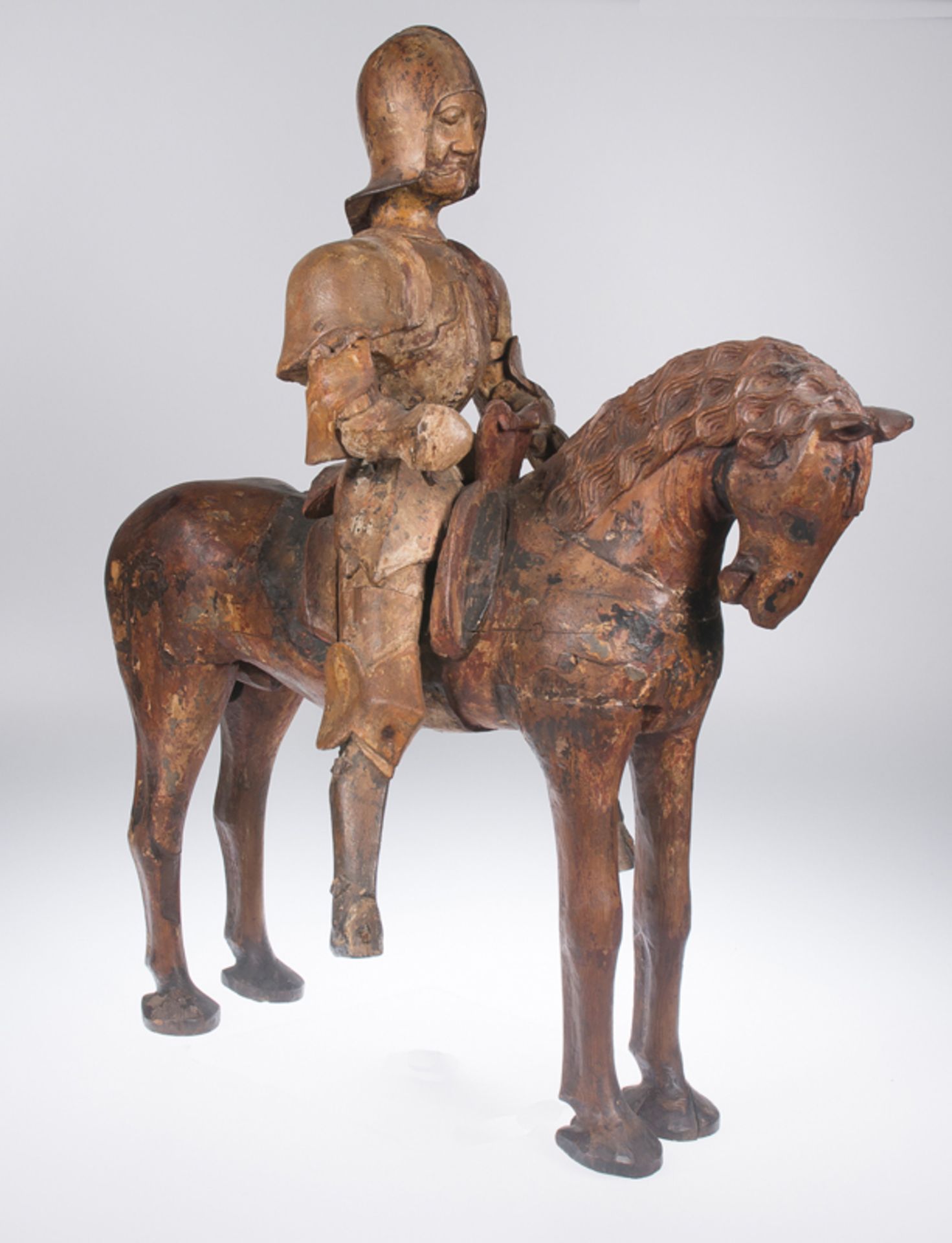 Carved wooden sculptures with polychrome residue. Italy or Flanders. Gothic. 15th century.Carved - Image 6 of 9