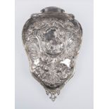 Embossed silver home stoup. Colonial work. Mexico or Peru. 18th century.Embossed silver home