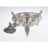 Embossed and chased silver votive lamp. 17th - 18th century.Embossed and chased silver votive
