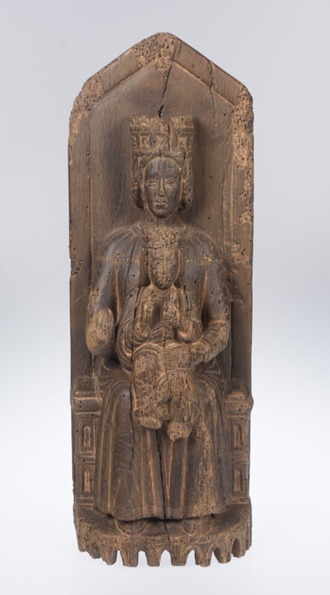 "Seat of Wisdom(Sedes Sapientiae)". Carved wooden sculpture. Italy. Romanesque. 12th century."Seat