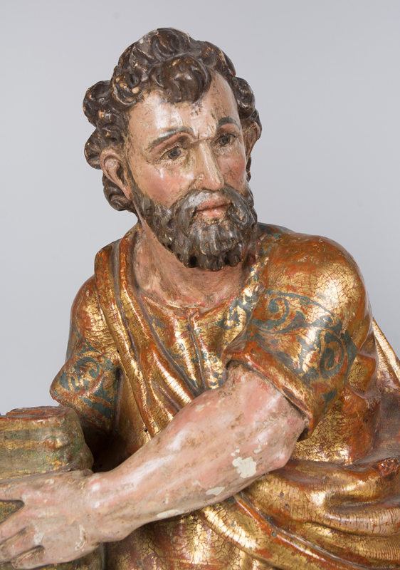 "The Four Evangelists". Carved, gilded and polychromed wooden sculptures. Castilian School. 16th - Image 8 of 10