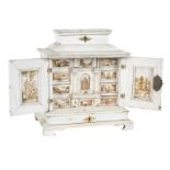 Imposing wooden cabinet covered with ivory and painted ivory with gilded bronze applications.
