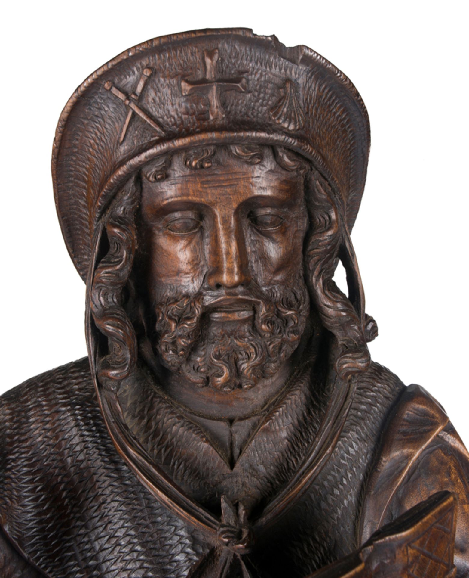 "Saint James". Carved wooden sculpture. Netherlands. Late 15th century."Saint James". Carved - Image 2 of 6