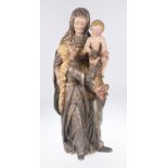 "Saint Anne with Virgin and Child". Carved, polychromed, gilded and silvered sculpture. Hispanic