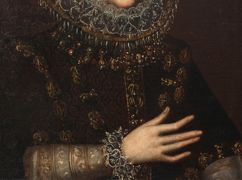 Spanish School. 17th century.Spanish School. 17th century. "Portrait of Infanta Leonor" Oil on - Image 4 of 6