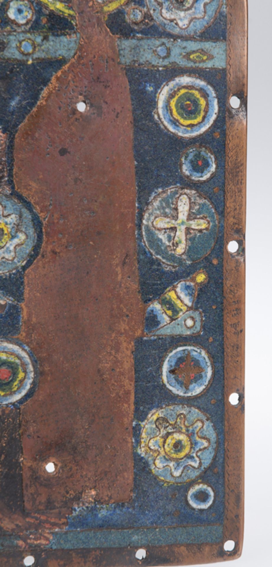 Large ornamental copper plaque decorated with champlevé enamel. Limoges. France. Romanesque. 13th - Image 4 of 6