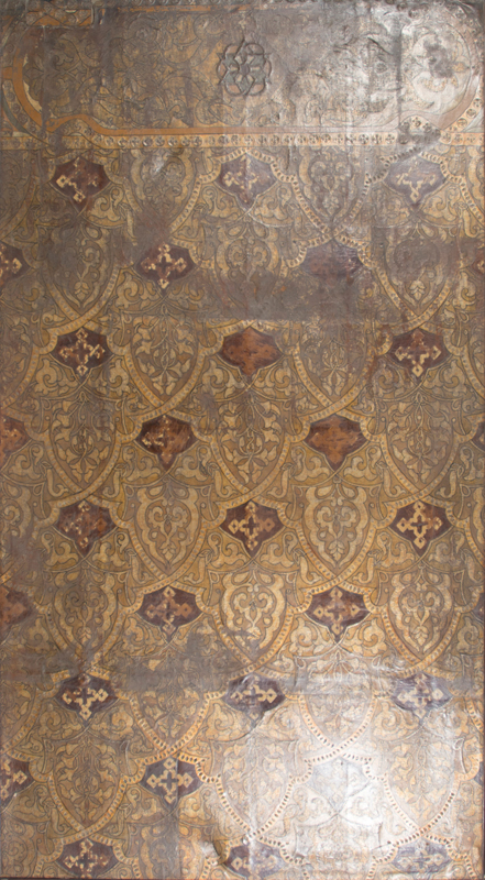 Gilded and embossed cordovan leather. 17th - 18th century.Gilded and embossed cordovan leather. 17th