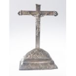 Embossed and chased silver Christ on the cross. Colonial. 18th century.