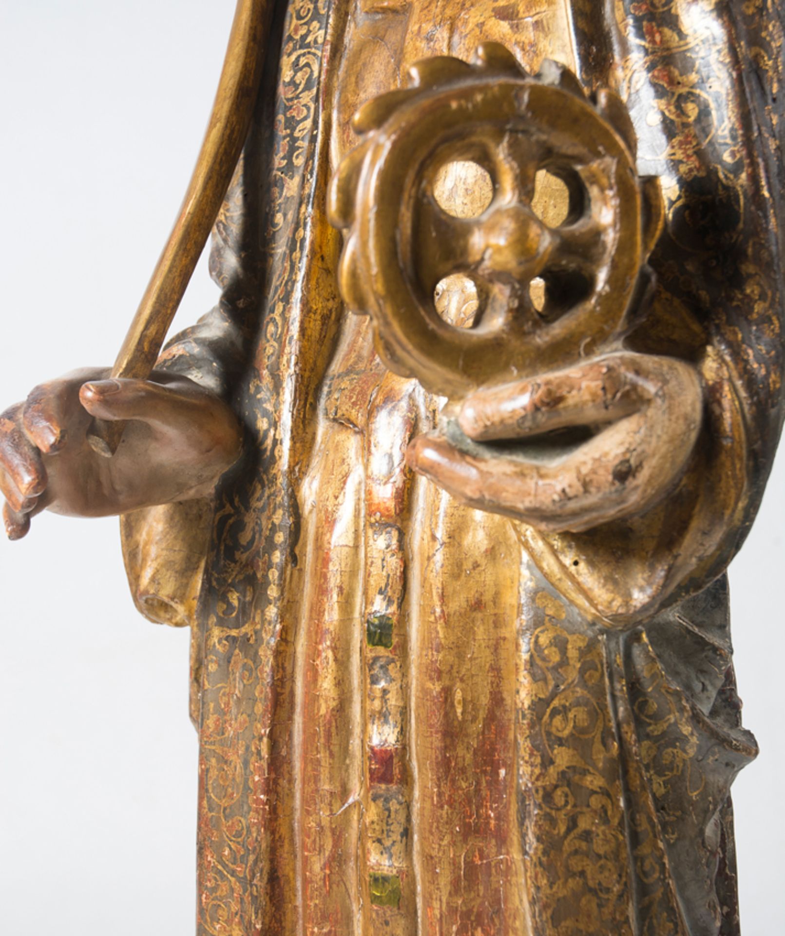 "Saint Catherine". Carved, polychromed and gilded wooden sculpture. Hispanic Flemish School. Early - Image 3 of 7