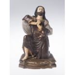 "Saint Joseph praying". Carved and polychromed wood and ivory sculpture. Hispanic-Philippine. 18th c