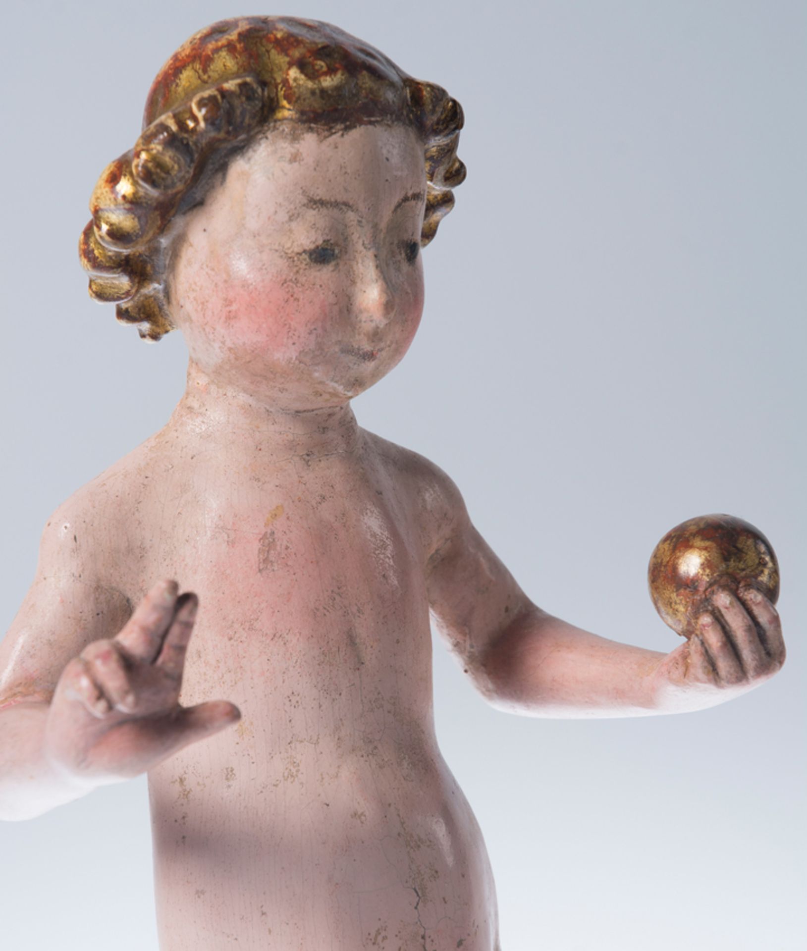 "Christ Child". Carved, polychromed and gilded wooden sculpture. Flemish School. Mechelen. 16th cent - Image 6 of 8