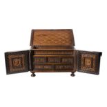 Carved, wooden bargueno chest with gilded fittings. New Spain. 16th century.