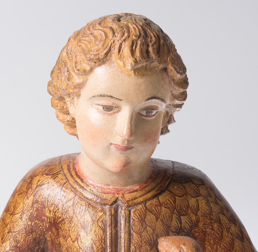 "Saint John the Baptist". Carved, polychromed and gilded wooden sculpture. Indo-Portuguese. Goa. 17 - Image 4 of 6