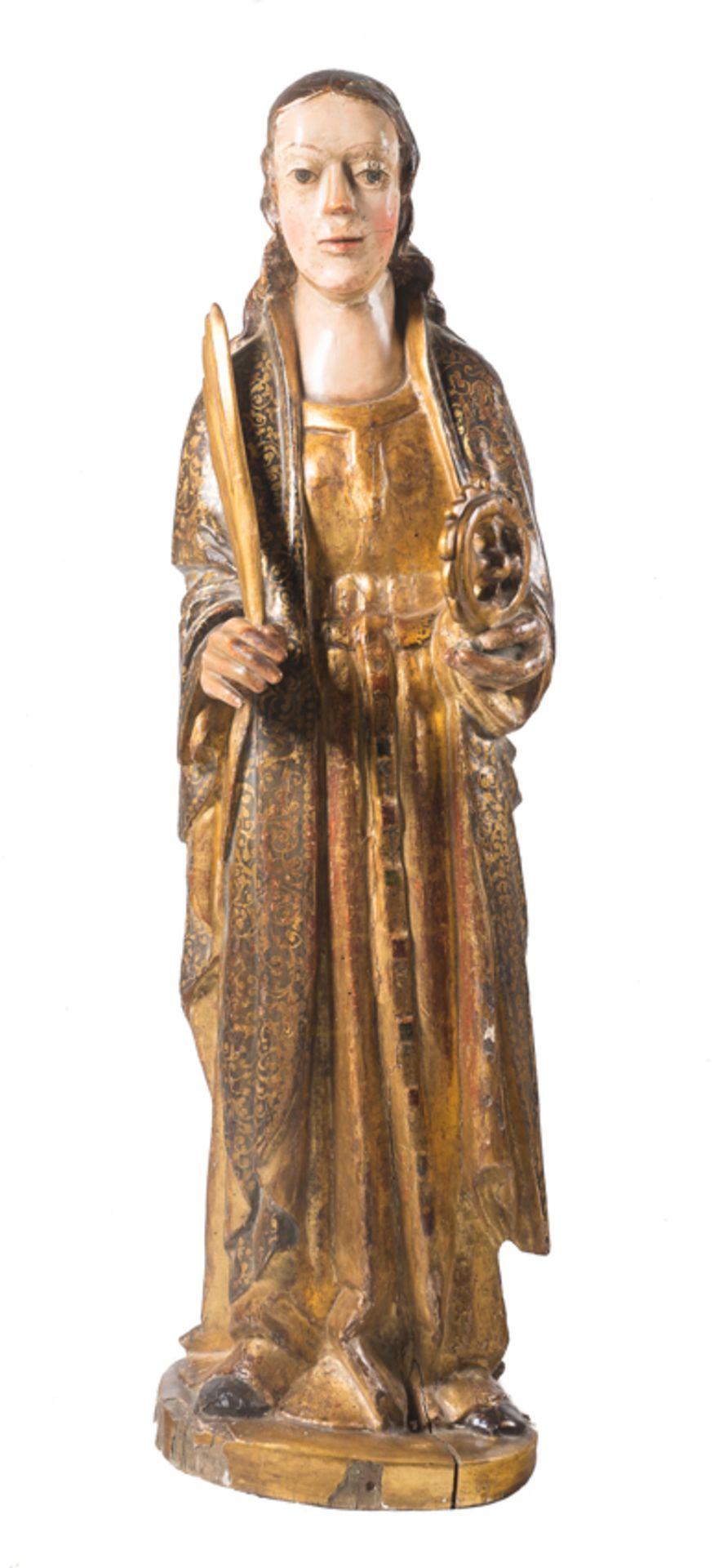 "Saint Catherine". Carved, polychromed and gilded wooden sculpture. Hispanic Flemish School. Early