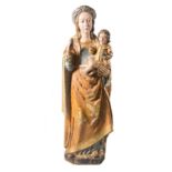 "Madonna and Child". Carved, polychromed and gilded wooden sculpture. Flemish School. Gothic. Circa
