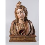"Saint". Carved, polychromed and gilded wooden reliquary bust. Castilian School. Renaissance. 16th