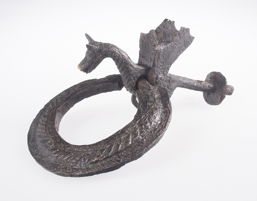 Wrought iron door knocker in the shape of an animal. Catalonia. Romanesque. 13th century. - Image 3 of 6