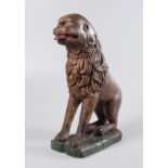 "Lion". Carved, polychromed and gilded wooden sculpture. Possibly Italy. Gothic. 15th century.