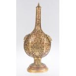 Gilded, pierced and incised copper pilgrim’s bottle. Venice. Italy. 18th century.