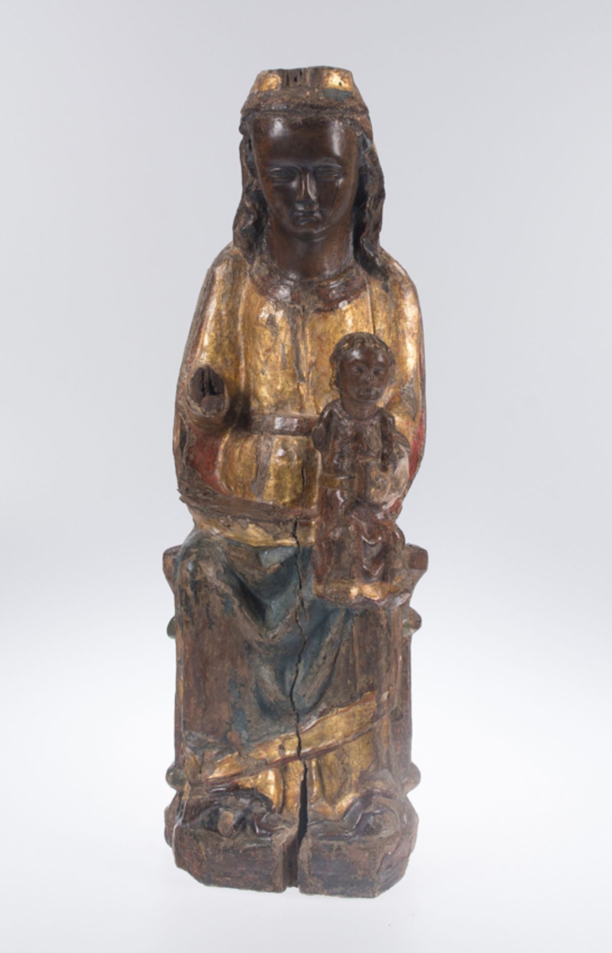 "Seat of Wisdom (Sedes Sapientiae)". Carved, polychromed and gilded wooden sculpture. Gothic. 14th c - Image 2 of 9