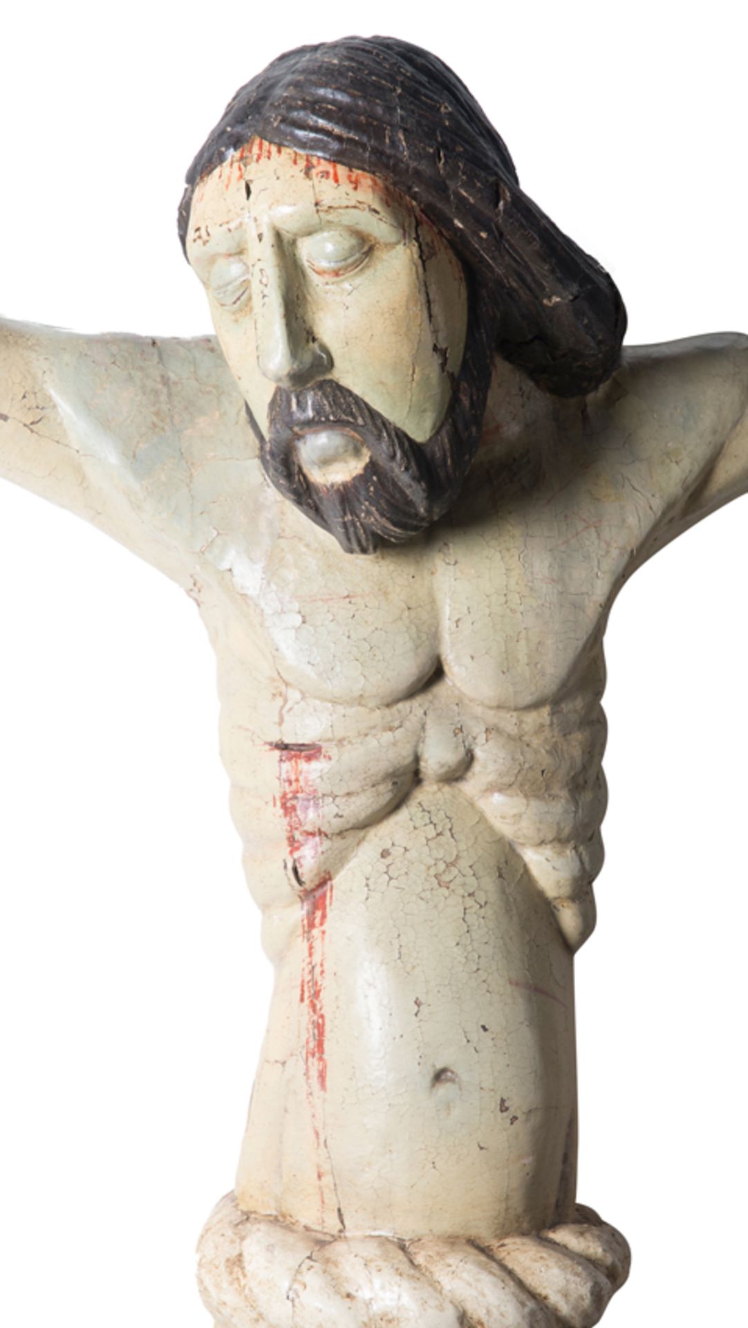 "Christ". Carved and polychromed wooden sculpture. Gothic. 14th - 15th century. - Bild 3 aus 6