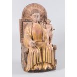 "Maestà with the Christ Child". Carved, gilded and polychromed. teak sculpture. Indo-Portuguese. G